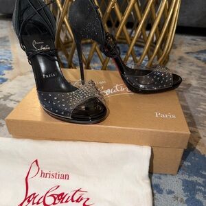 Christian Louboutin Black Clear PVC Studded High Heels